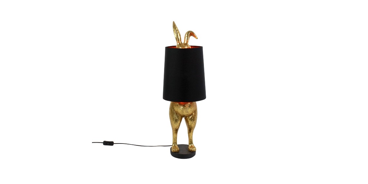 Stolní lampa Hiding Bunny, zlatá / černá